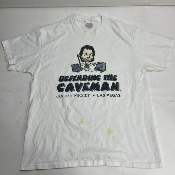 Defending The Caveman Rob Becker Golden Nugget Las Vegas T Shirt Mens Size L - Picture 1 of 7